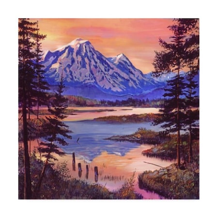 David Lloyd Glover 'Mountain Lakeshore At First Light' Canvas Art,14x14